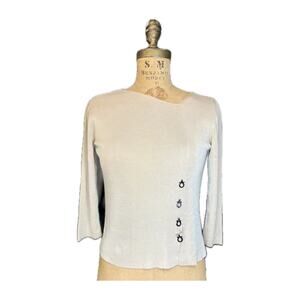 Vintage Salvatore Ferragamo Beige Knit Top w/ Gancini Hooks – XS